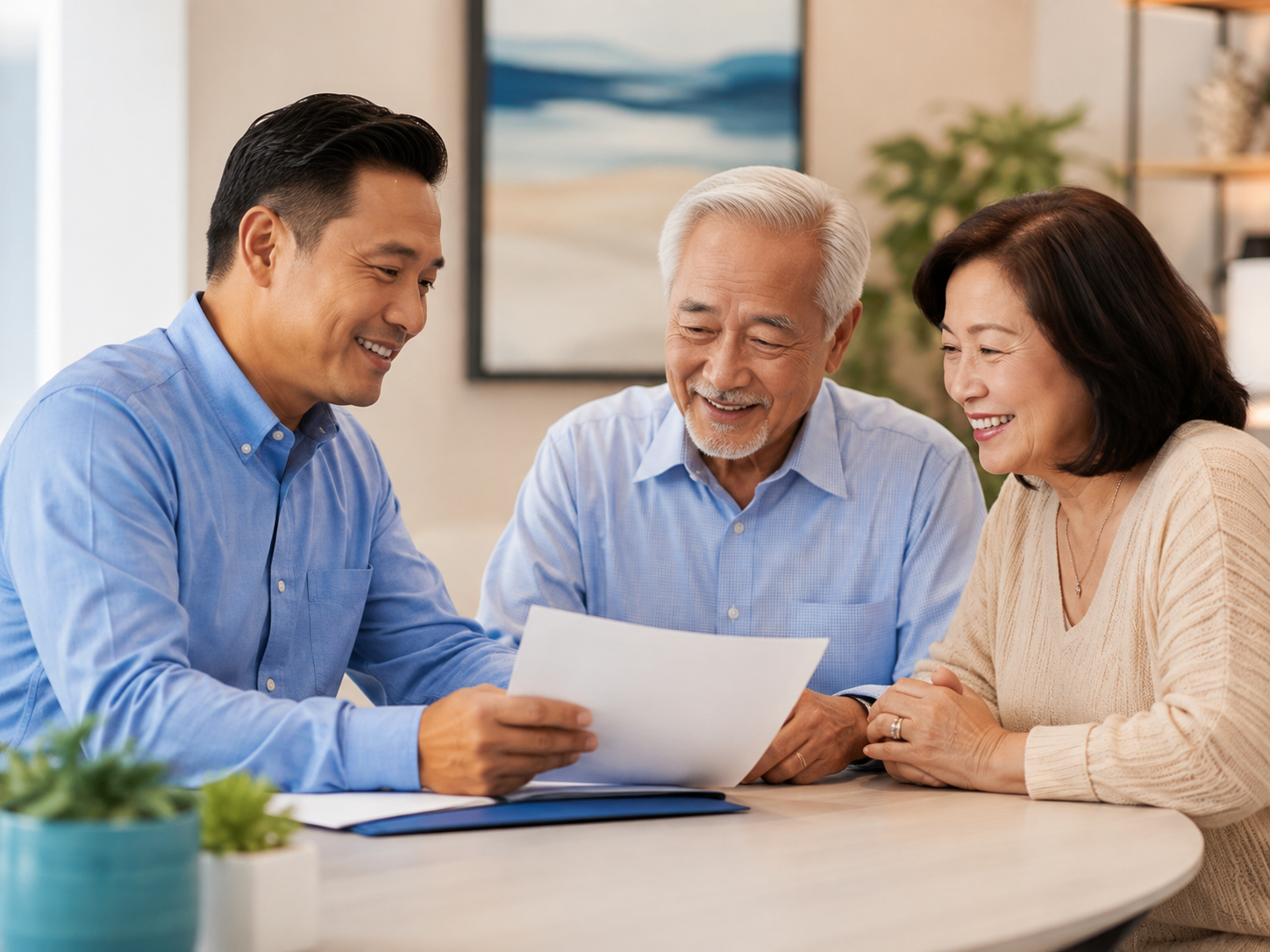 A CISA agent helping a senior couple with their coverage